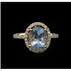 Image 2 : 14KT Yellow Gold 2.62 ctw Aquamarine and Diamond Ring