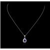 Image 2 : 14KT White Gold 2.43 ctw Tanzanite and Diamond Pendant With Chain