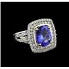Image 1 : 3.45 ctw Tanzanite and Diamond Ring - 14KT White Gold
