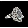 Image 2 : 5.05 ctw Aquamarine and Diamond Ring - 14KT White Gold