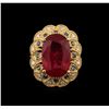 Image 2 : 10.45 ctw Ruby and Diamond Ring - 14KT Yellow Gold