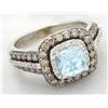 Image 9 : Le Vian 1.00 ctw Aquamarine and Diamond Ring - 14KT White Gold