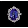 Image 2 : 14KT White Gold 5.20 ctw Tanzanite and Diamond Ring