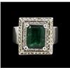 Image 2 : 14KT White Gold 3.83 ctw Emerald and Diamond Ring