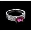 Image 1 : 1.51 ctw Rubellite and Diamond Ring - 14KT White Gold