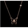Image 1 : 14KT Rose Gold 0.03 ctw Diamond Butterfly Necklace