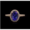 Image 2 : 14k Rose Gold 2.03 ctw Tanzanite and Diamond Ring