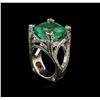 Image 3 : 14.90 ctw Emerald and Diamond Ring - 14KT White Gold