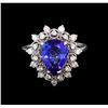 Image 2 : 2.88 ctw Tanzanite and Diamond Ring - 14KT White Gold