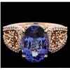 Image 1 : 14KT Rose Gold 4.44 ctw Tanzanite and Diamond Ring