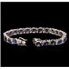 Image 3 : 22.00 ctw Blue Sapphire and Diamond Bracelet - 14KT White Gold