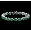 Image 1 : 14KT White Gold 15.83 ctw Emerald and Diamond Bracelet