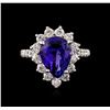 Image 2 : 14KT White Gold 4.48 ctw Tanzanite and Diamond Ring