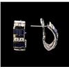 Image 2 : 1.50 ctw Sapphire and Diamond Earrings - 14KT White Gold