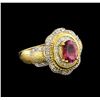 Image 1 : 1.32 ctw Pink Tourmaline and Diamond Ring - 14KT Yellow Gold