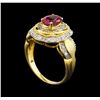Image 4 : 1.32 ctw Pink Tourmaline and Diamond Ring - 14KT Yellow Gold