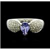 Image 2 : 14KT White Gold 0.70 ctw Tanzanite and Diamond Ring
