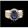 Image 2 : 14KT Yellow Gold GIA Certified 2.26 ctw Sapphire and Diamond Ring
