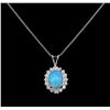 Image 1 : 2.22 ctw Opal and Diamond Pendant - 14KT White Gold