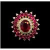 Image 2 : 6.82 ctw Ruby and Diamond Ring - 14KT Yellow Gold