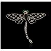 Image 1 : 14KT White Gold 0.27 ctw Diamond, Onyx and Emerald Butterfly Pin