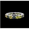 Image 2 : 5.50 ctw Multi Color Sapphire Ring - 14KT White Gold