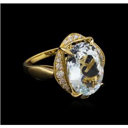 6.34 ctw Aquamarine and Diamond Ring - 14KT Yellow Gold