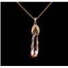 Image 1 : 7.88 ctw Morganite and Diamond Pendant - 14KT Rose Gold