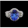Image 2 : 4.25 ctw Tanzanite and Diamond Ring - 14KT White Gold