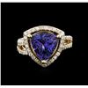 Image 2 : 14KT Yellow Gold 5.03 ctw Tanzanite and Diamond Ring
