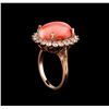 Image 4 : 7.62 ctw Coral and Diamond Ring - 14KT Rose Gold