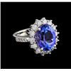 Image 1 : 9.25 ctw Tanzanite and Diamond Ring - 14KT White Gold