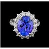 Image 2 : 9.25 ctw Tanzanite and Diamond Ring - 14KT White Gold