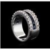 Image 2 : 0.96 ctw Blue Sapphire and Diamond Ring - 14KT White Gold