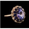 Image 1 : 14KT Rose Gold 2.90 ctw Tanzanite, Sapphire and Diamond Ring
