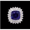 Image 2 : 14KT White Gold GIA Certified 8.39 ctw Tanzanite and Diamond Ring