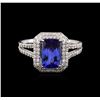 Image 2 : 14KT White Gold 1.76 ctw Tanzanite and Diamond Ring