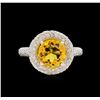 Image 2 : 14KT White Gold 2.70 ctw Citrine and Diamond Ring