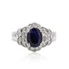 Image 2 : 14KT White Gold 1.88 ctw Sapphire and Diamond Ring