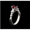 Image 4 : 1.19 ctw Ruby and Diamond Ring - 18KT White Gold