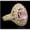 Image 1 : 14KT Yellow Gold 2.81 ctw Kunzite and Diamond Ring