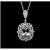 Image 1 : 14KT White Gold 4.67 ctw Aquamarine and Diamond Pendant With Chain