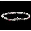 Image 2 : 1.50 ctw Ruby and Diamond Bracelet - 14KT White Gold