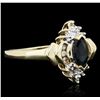 Image 1 : 10KT Two-Tone Gold 0.35 ctw Sapphire and Diamond Ring