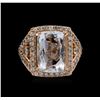 Image 2 : 14KT Rose Gold 7.96 ctw Aquamarine and Diamond Ring