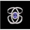 Image 2 : 0.82 ctw Tanzanite and Diamond Ring - 14KT White Gold
