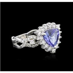 14KT White Gold 2.01 ctw Tanzanite and Diamond Ring