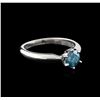 Image 2 : 14KT White Gold 0.67 ctw Round Cut Fancy Blue Diamond Solitaire Ring