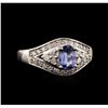 Image 1 : 14KT White Gold 0.69 ctw Tanzanite and Diamond Ring