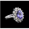Image 1 : 3.40 ctw Tanzanite and Diamond Ring - 14KT White Gold
